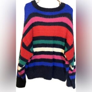 a new day Multicolor Striped Plush Crew Neck SweaterWomen XL